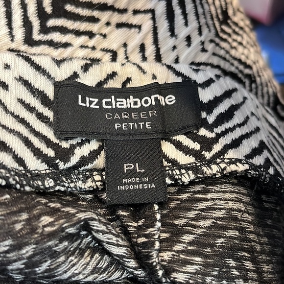 LIZ CLAIBORNE (Career Petite) Skirt Stretch Knit Midi Black & White Pattern-PL - Picture 3 of 3